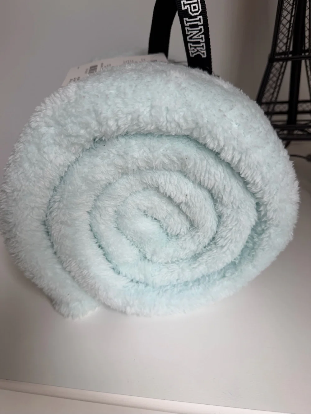 PINK Mint Green Plush Cozy Blanket with Branded Trim